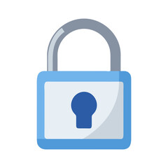 Simple padlock graphic with light blue frame and gray handle