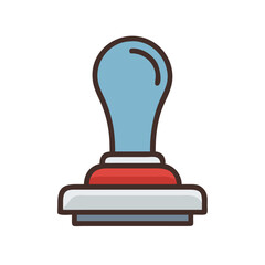 Illustration of a rubber stamp against a black background