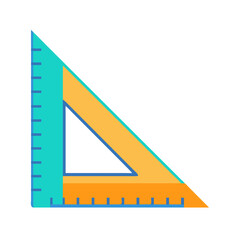 Vibrant turquoise and orange set square on black background