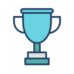 Aqua trophy icon, vector award with dark blue outline