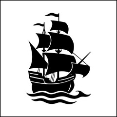 Mayflower Ship Silhouette Vector