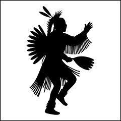 Indigenous Pow Wow Dancer Silhouette Vector