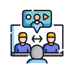 Online meeting communication connecting people through video conference call