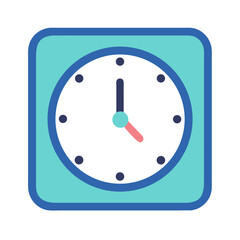 Square clock with simple design showing time around five