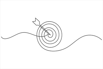 One line drawing target icon outline minimalist concept for marketing focus or achievement theme vector
