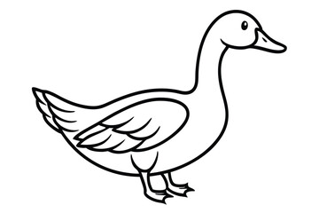 Black and white shows a stylized goose standing on the ground
