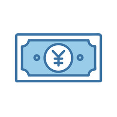 Minimalist Yen Currency Illustration on Black Background with Blue accents