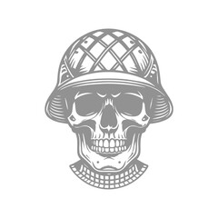 Skull with Military Helmet Illustration