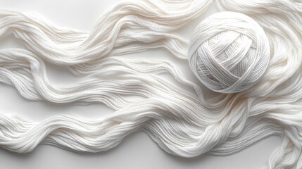 Obraz premium White yarn ball and flowing fabric.