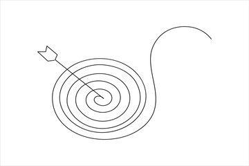 One line drawing target icon outline minimalist concept for marketing focus or achievement theme vector
