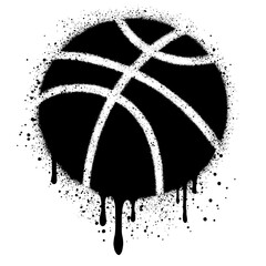 Graffiti basketball icon in urban graffiti style with black spray paint. vector illustration.
