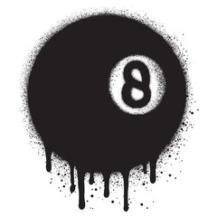 Spray Painted Graffiti billiard ball 8 icon Sprayed isolated with a white background.