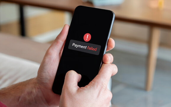 Payment failed error message on a smartphone screen during an online transaction or purchase.
