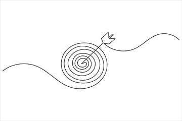 One line drawing target icon outline minimalist concept for marketing focus or achievement theme vector