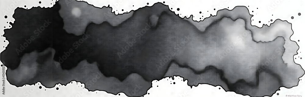 Poster black white brush strokes create abstract watercolor pattern serves versatile art background