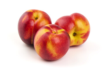 Nectarines, Fresh, Ripe, Group, isolated on white background