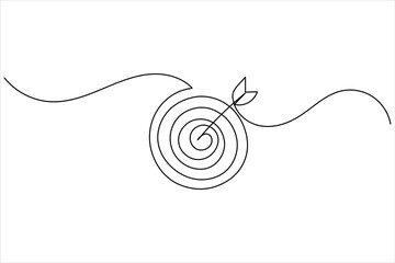 One line drawing target icon outline minimalist concept for marketing focus or achievement theme vector