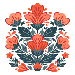 Vector decorative clip art of flower arrangement. Symmetrical stylized flowers. Summer bloom