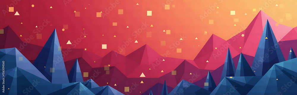 Aufkleber abstract geometric shapes including polygons triangles set colorful gradient background matte finish