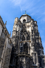 St. Stephens Cathedral in Vienna, Austria. Facades of historical buildings.