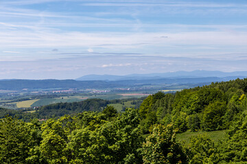 Mountain landscape. Eastern Sudetes Mountains on the border of Poland and the Czech Republic