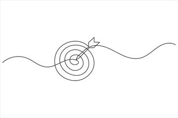One line drawing target icon outline minimalist concept for marketing focus or achievement theme vector