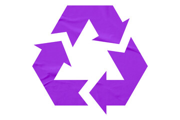 Fototapeta premium Purple recycle symbol paper isolated on transparent background