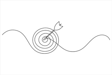 One line drawing target icon outline minimalist concept for marketing focus or achievement theme vector