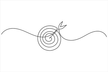 One line drawing target icon outline minimalist concept for marketing focus or achievement theme vector