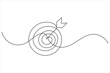 One line drawing target icon outline minimalist concept for marketing focus or achievement theme vector