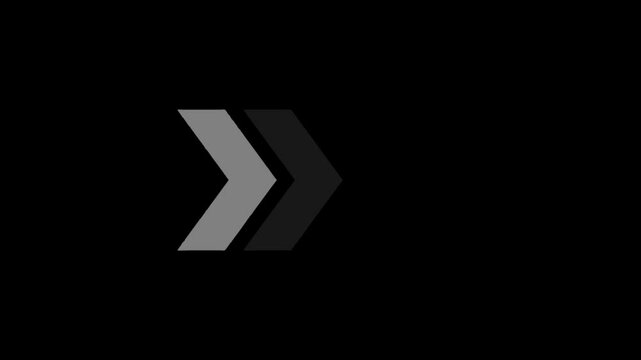 Dynamic chevron arrow icon motion graphic animation with fade effect overlay loop on transparent background
