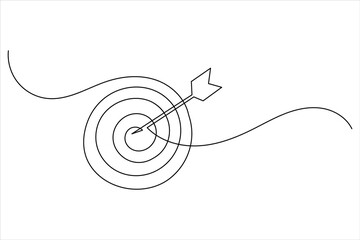 One line drawing target icon outline minimalist concept for marketing focus or achievement theme vector