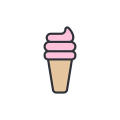 Delicious Pink Ice Cream Cone Icon With Three Layers Of Sweetness