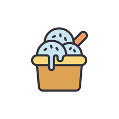 Delicious Ice Cream Dessert In A Container With A Wooden Spoon