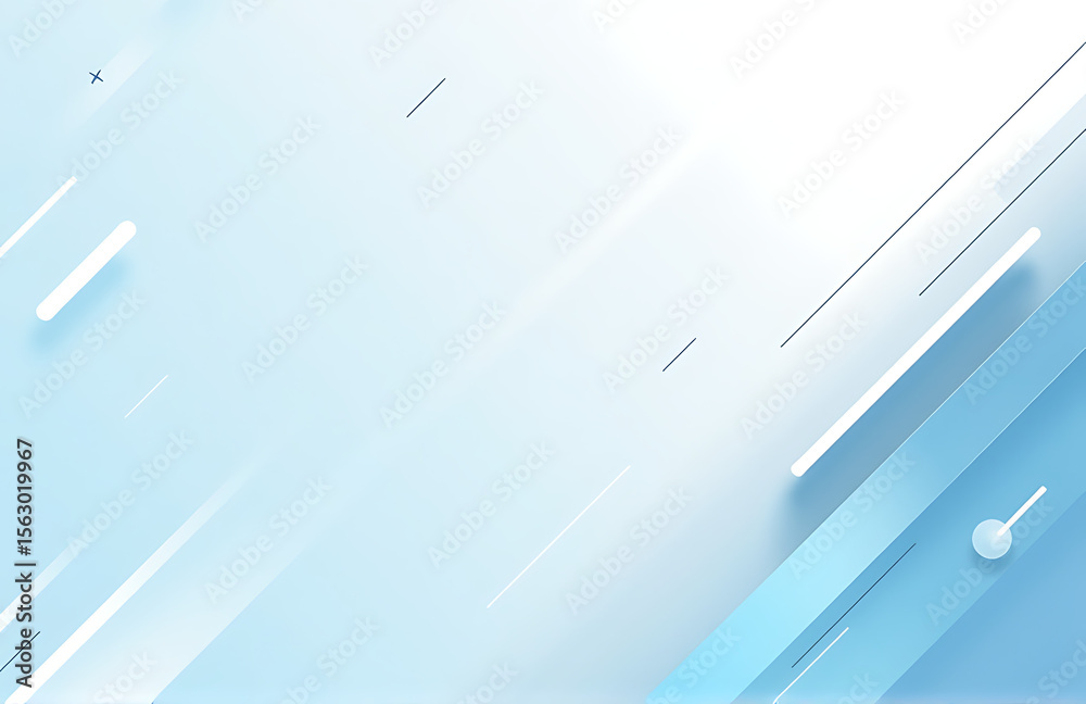 Poster minimalist template featuring light blue white gradient geometric shapes diagonal lines futuristic