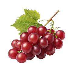 Fototapeta premium 3d bunch of red grapes with leaf isolated on transparent background