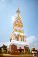 Naklejka premium Wat Phra That Phanom Woramahawihan The old temple was prosperous in the Nakhon_Phanom Province. 