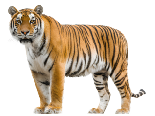 Royal Bengal tiger standing pose transparent background
