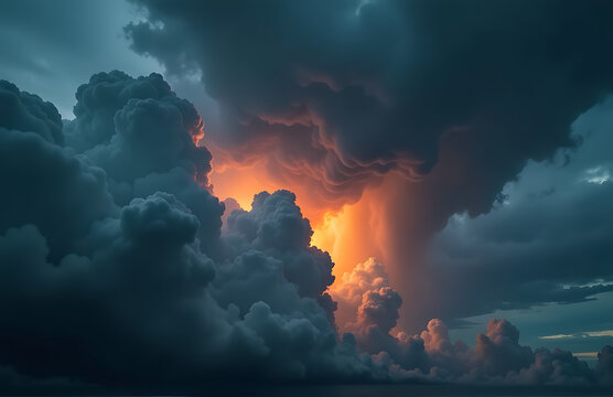 dark ominous sky looms clouds fire evoking storms hurricanes sense impending doom destruction