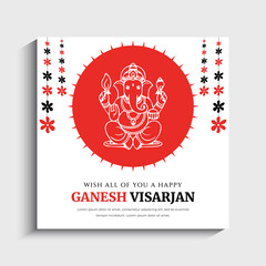 Happy Ganesh Visarjan Social Media Instagram Post Template