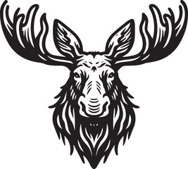 Moose Vector In Black and White
