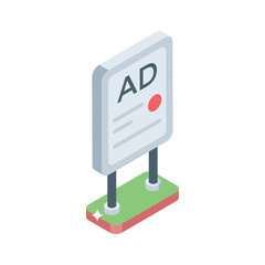An engaging isometric style icon showing outdoor ad placement
