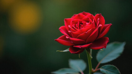 Red Rose in Full Bloom With Velvety Petals Symbolizing Love, Beauty, and Elegance.