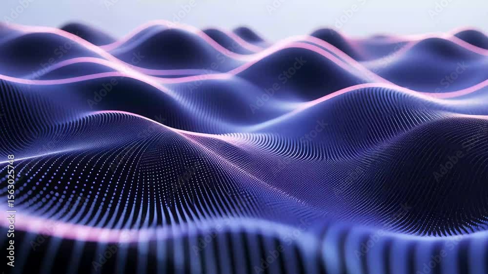 Poster vibrant sound wave patterns create a seamless technological backdrop in a digital landscape, technol