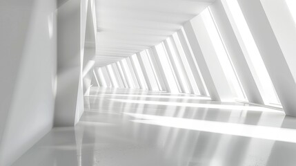 Clean white geometric space with modern lines and soft light, abstract architecture