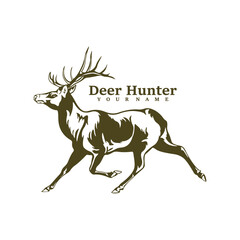 Deer logo design vector. Silhouette Deer Template Illustration. Icon Symbol