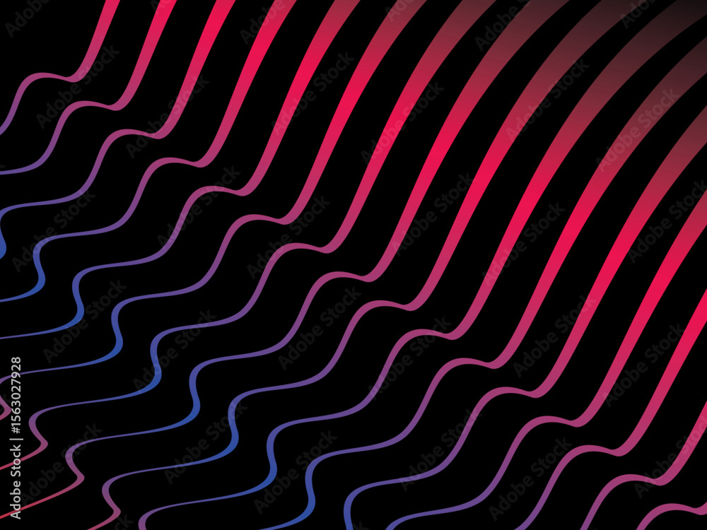 Poster The background is a colorful gradient wavy diagonal striped pattern on a black background, creating a dynamic and modern visual effect.