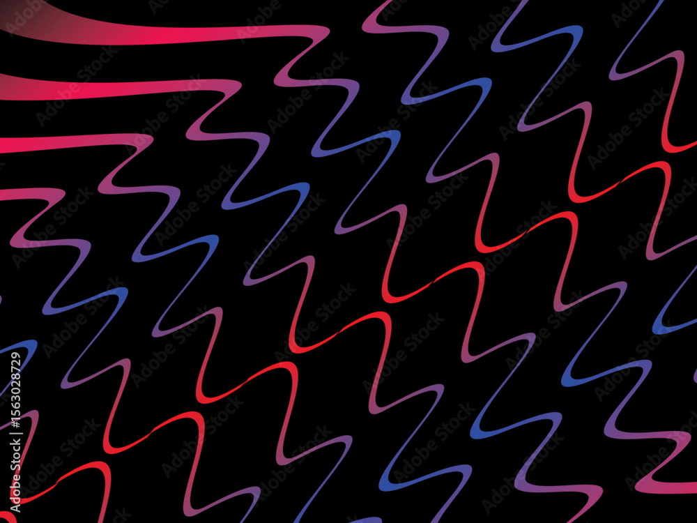 Poster The background is a colorful gradient wavy diagonal striped pattern on a black background, creating a dynamic and modern visual effect.