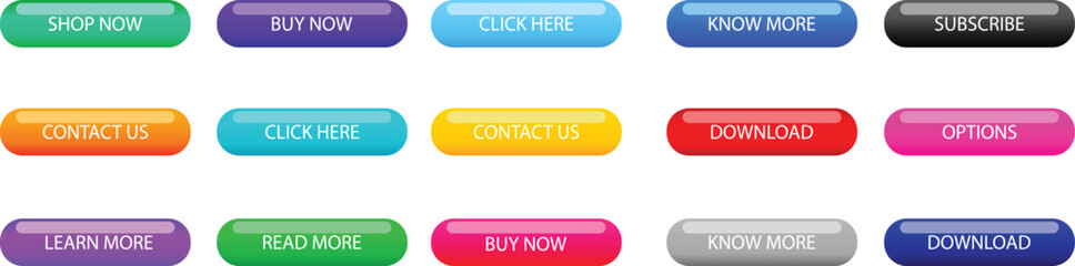 Collection of gradient app button icon with light effect and app button Illustrator Artwork.