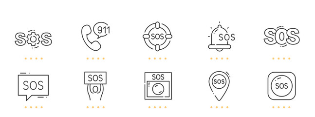 SOS line icons. Editable stroke